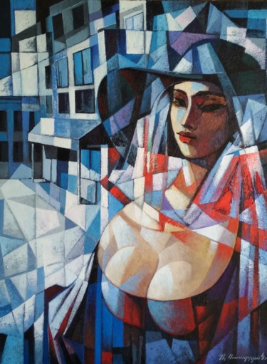 Peinture intitulée "Girl in the hat (60…" par Artsrun Asatryan, Œuvre d'art originale, Huile Monté sur Châssis en bois