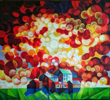 Картина под названием "A unique day (80x90…" - Artsrun Asatryan, Подлинное произведение искусства, Масло Установлен на Дерев…