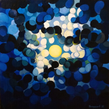Картина под названием "Full Moon (60x60cm,…" - Artsrun Asatryan, Подлинное произведение искусства, Масло Установлен на Дерев…