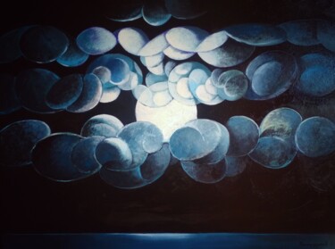 Painting titled "Moonlight (60x80cm,…" by Artsrun Asatryan, Original Artwork, Oil Mounted on Wood Stretcher frame