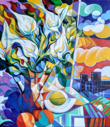 Картина под названием "Still life with cal…" - Artsrun Asatryan, Подлинное произведение искусства, Масло Установлен на Дерев…