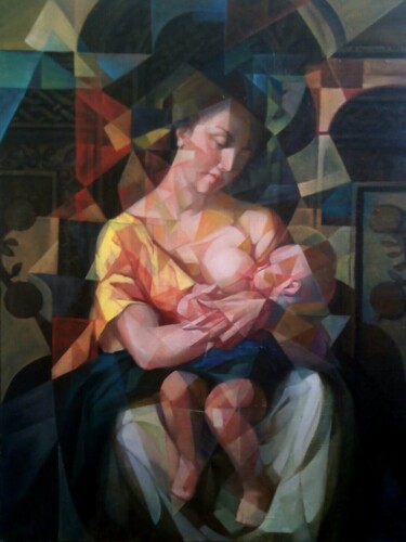 Schilderij getiteld "материнство" door Artsrun Asatryan, Origineel Kunstwerk