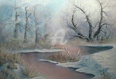 Pittura intitolato "L'alba invernale" da Natalia Caragherghi "Naty", Opera d'arte originale, Olio