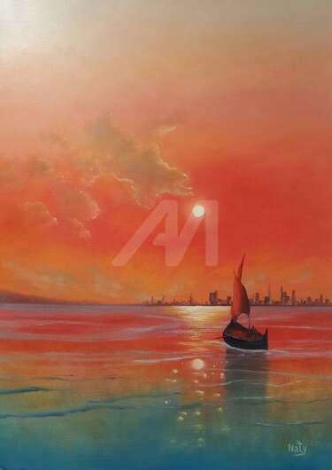 Tramonto Pittura intitolato "Tramonto" da Natalia Caragherghi "Naty", Opera d'arte originale, Olio