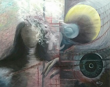 Pintura titulada "Ospiti dal futuro" por Natalia Caragherghi "Naty", Obra de arte original, Oleo