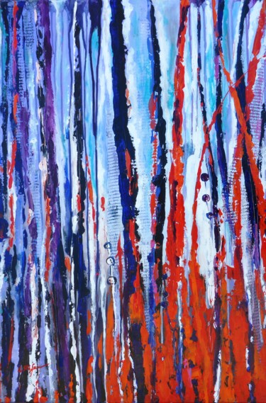 Painting titled "Arbres abstraits  #…" by Artstudio29, Original Artwork, Acrylic Mounted on Wood Stretcher frame