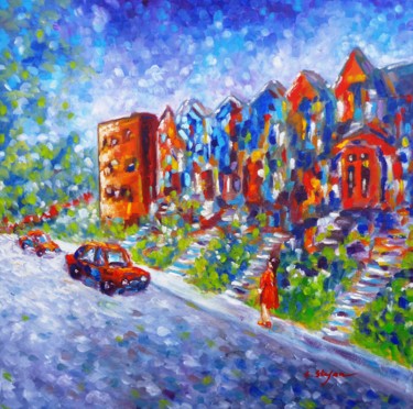 Painting titled "Rue de Montréal - P…" by Artstudio29, Original Artwork, Oil