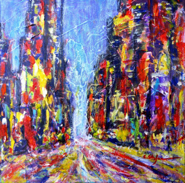 Painting titled "Montréal la nuit -…" by Artstudio29, Original Artwork, Acrylic Mounted on Wood Panel