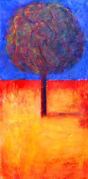 Malerei mit dem Titel "Arbre solitaire / T…" von Artstudio29, Original-Kunstwerk, Acryl