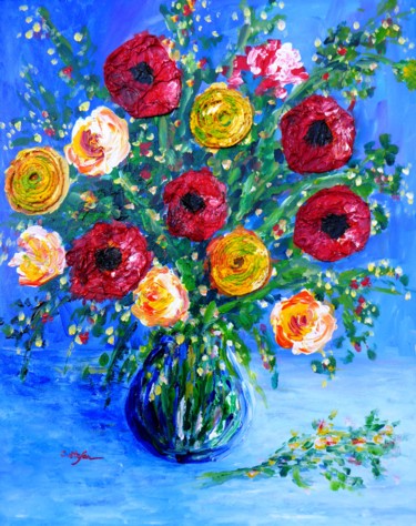 Pintura intitulada "Le bouquet" por Artstudio29, Obras de arte originais