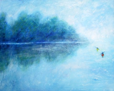 Painting titled "En kayak sur le lac…" by Artstudio29, Original Artwork