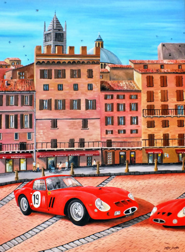 Malerei mit dem Titel "Ferrari GTO Sienna" von Thomas Suske, Original-Kunstwerk, Acryl