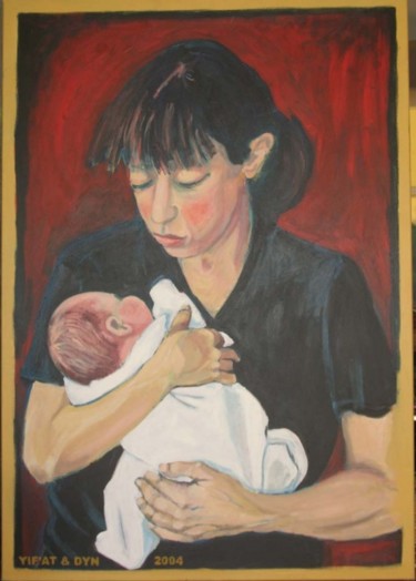 Peinture intitulée "Mother and child 20…" par Tsvi Nadav Rosler, Œuvre d'art originale