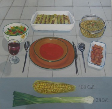 Painting titled "low calorie evening…" by Tsvi Nadav Rosler, Original Artwork