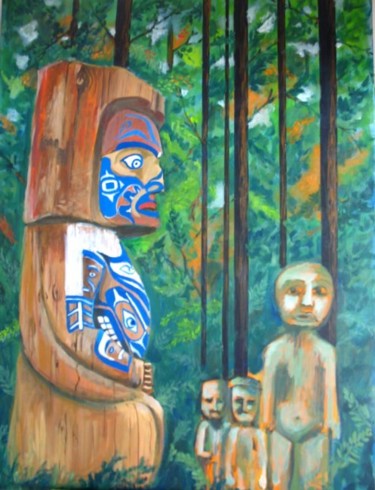 Painting titled "Totem  4" by Tsvi Nadav Rosler, Original Artwork, Acrylic