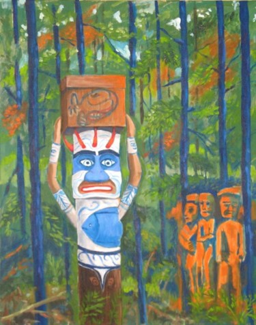Painting titled "Totem 5" by Tsvi Nadav Rosler, Original Artwork, Acrylic
