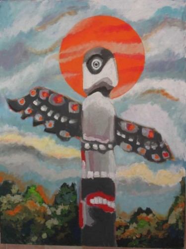 Painting titled "Totem 8" by Tsvi Nadav Rosler, Original Artwork, Oil