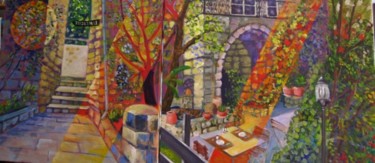 Painting titled "restaurant in galil…" by Tsvi Nadav Rosler, Original Artwork