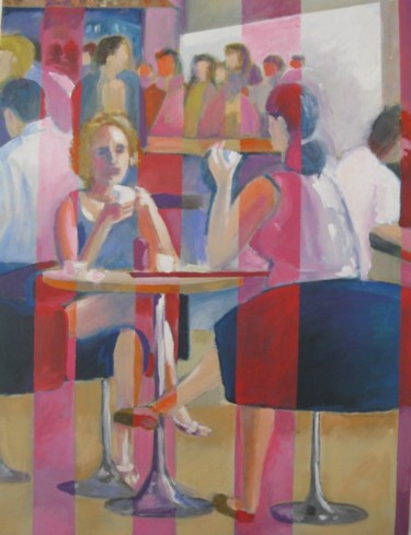 Картина под названием "lunch in the mall" - Tsvi Nadav Rosler, Подлинное произведение искусства