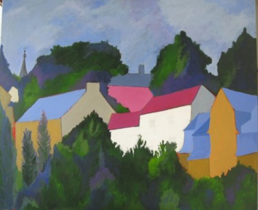 Painting titled "view of the village…" by Tsvi Nadav Rosler, Original Artwork
