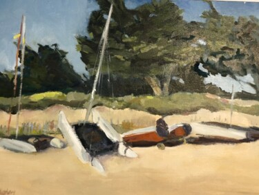 Pittura intitolato "Ile d yeu, 4 bateau…" da Sylvie Loisy, Opera d'arte originale, Olio Montato su Telaio per barella in leg…