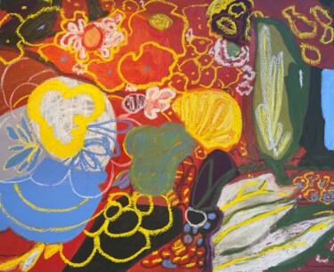 「oniriques」というタイトルの絵画 Sylvie Loisyによって, オリジナルのアートワーク, オイル ウッドストレッチャーフレームにマウント