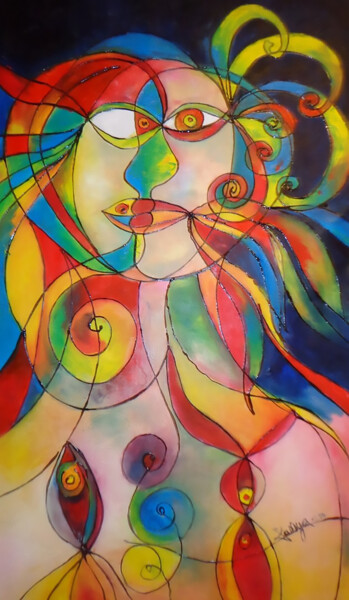 Malerei mit dem Titel "Wassermannfrau 2015" von Tanya Galstian, Original-Kunstwerk, Öl