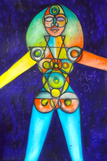 Malerei mit dem Titel "woman future" von Tanya Galstian, Original-Kunstwerk, Öl