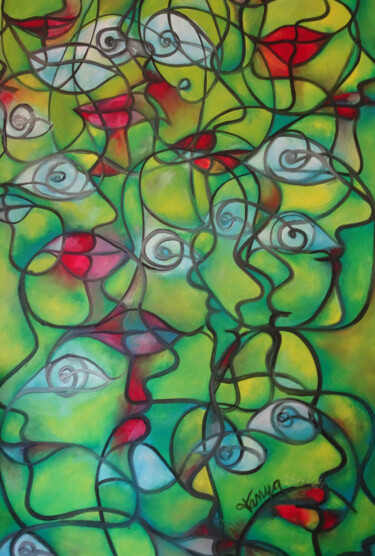 Картина под названием "profiles 2- origina…" - Tanya Galstian, Подлинное произведение искусства, Масло