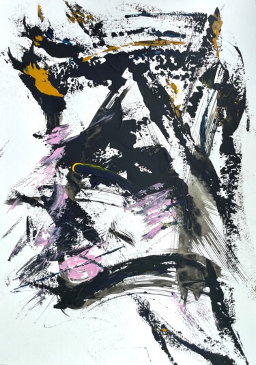 Malerei mit dem Titel "Abstract portrait B…" von Taia Tasman (Arttasmania), Original-Kunstwerk, Acryl