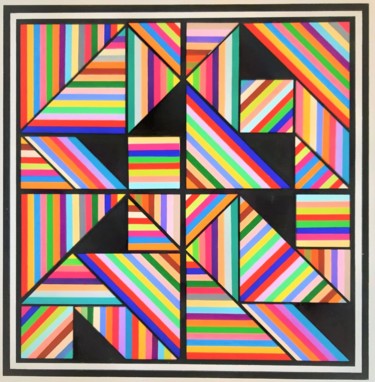 Painting titled "playing with tangram" by Franklin Van Dam, Original Artwork, Acrylic