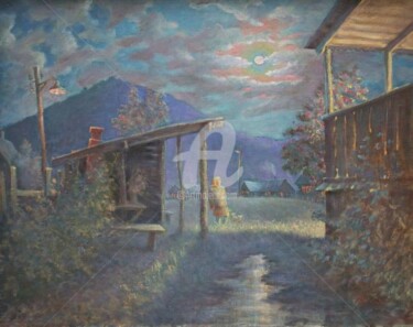 Painting titled "Ночь" by Vlad Ovchinnikov, Original Artwork, Oil