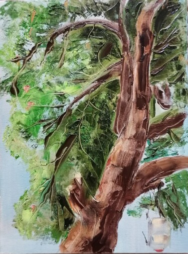 Картина под названием "Apricot tree" - Artur Minasyan, Подлинное произведение искусства, Масло Установлен на Деревянная пане…