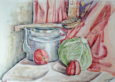 Malerei mit dem Titel "Watercolor still li…" von Artur Minasyan, Original-Kunstwerk, Aquarell