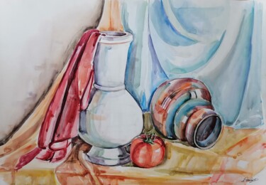 Painting titled "Gypsum vine and pie…" by Artur Minasyan, Original Artwork, Watercolor