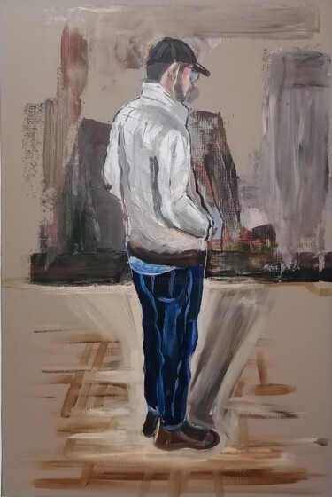 Painting titled "The passerby" by Artur Minasyan, Original Artwork, Oil