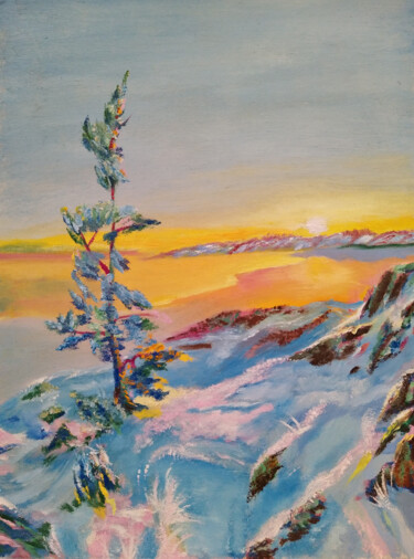 Pittura intitolato "Зима на Ладоге" da Artur Mironovski, Opera d'arte originale, Olio