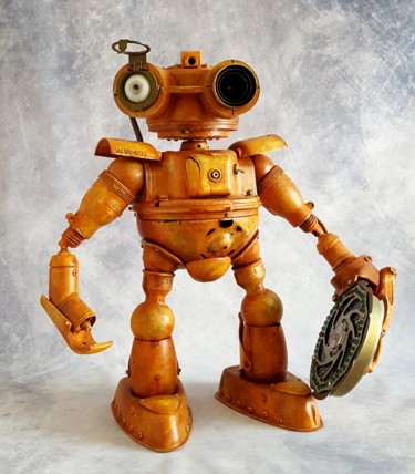 Escultura titulada "Robot warrior" por Artūras Tamašauskas, Obra de arte original, Metales