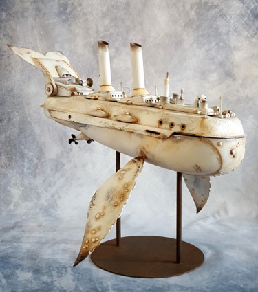 Sculpture intitulée "White Whale" par Artūras Tamašauskas, Œuvre d'art originale, Aluminium