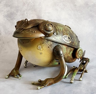 Sculpture titled "Frog ,,RICO''" by Artūras Tamašauskas, Original Artwork, Metals