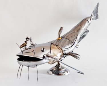 Γλυπτική με τίτλο "Catfish" από Artūras Tamašauskas, Αυθεντικά έργα τέχνης, Από ανοξείδωτο χάλυβα