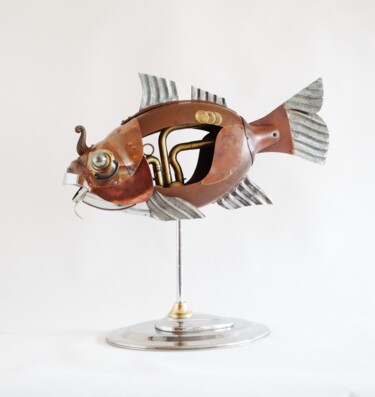 Sculpture titled "Musical fish" by Artūras Tamašauskas, Original Artwork, Metals