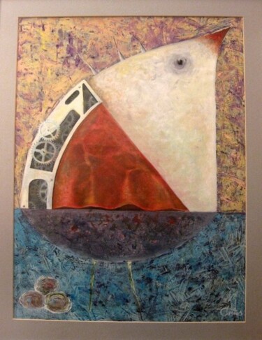 Painting titled "bird in water" by Artūras Tamašauskas, Original Artwork, Other