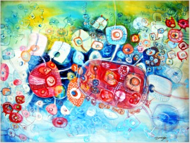 Painting titled "MARGARITA -floating…" by Arturo Carrión, Original Artwork, Oil