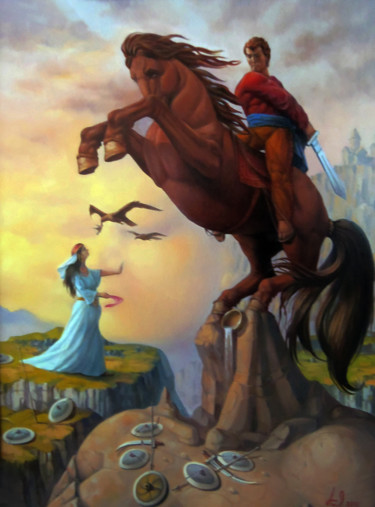 Painting titled "She - Armenian (60x…" by Artush, Original Artwork, Oil Mounted on Wood Stretcher frame