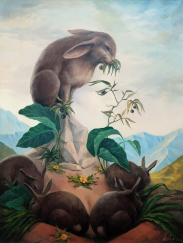 Peinture intitulée "Bunny girl 60x80cm,…" par Artush, Œuvre d'art originale, Huile Monté sur Châssis en bois