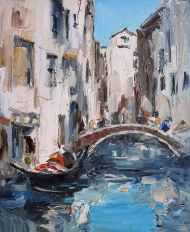 Painting titled "Venice.  Bright day…" by Valeriy Ushkov, Original Artwork, Oil
