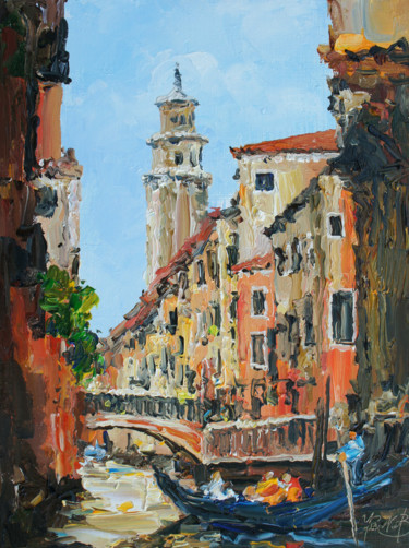 Malarstwo zatytułowany „Canals of Venice.…” autorstwa Valeriy Ushkov, Oryginalna praca, Olej