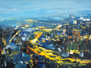 Peinture intitulée "Night city." par Valeriy Ushkov, Œuvre d'art originale, Huile