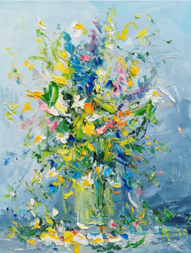 Pintura titulada "Summer bouquet. 65х…" por Valeriy Ushkov, Obra de arte original, Oleo Montado en Bastidor de camilla de ma…